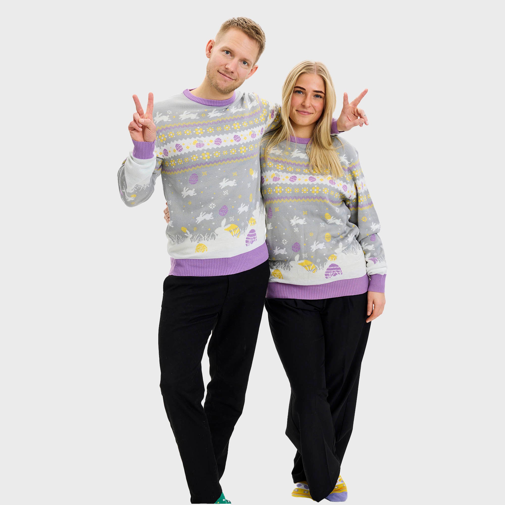 Den Cute Påskesweater Grå - Dame